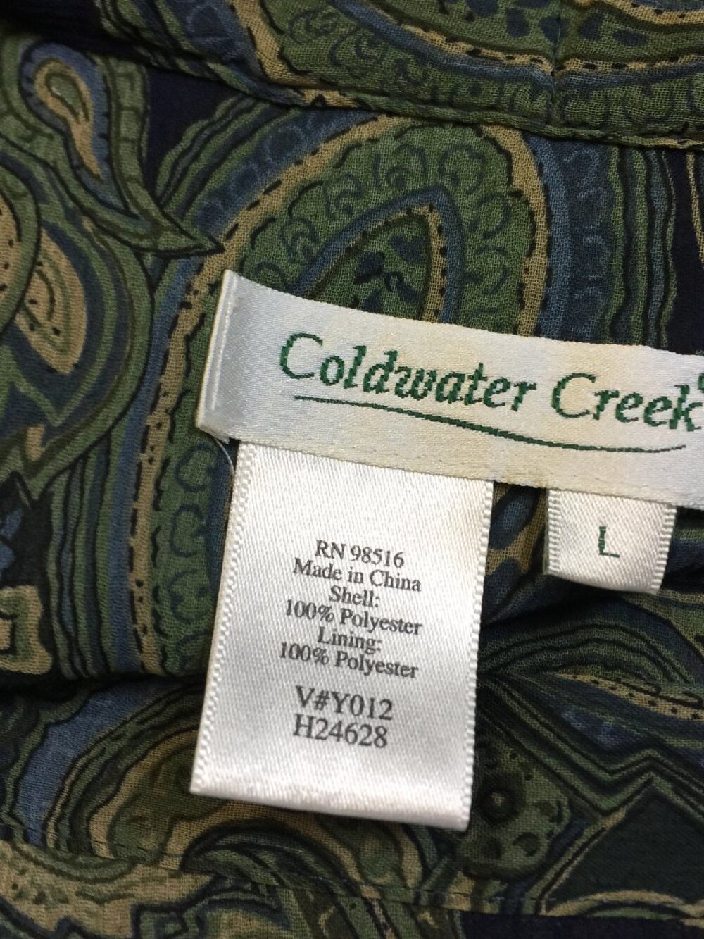 Coldwater Creek A-line Midi Skirt Size L Womans Green Blue Paisley Pleated Boho - Picture 4 of 15